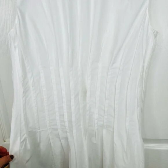 Khaite Women's White Wes Pleated Cotton Poplin Dress Size 12  Sleeveless - Picture 5 of 12